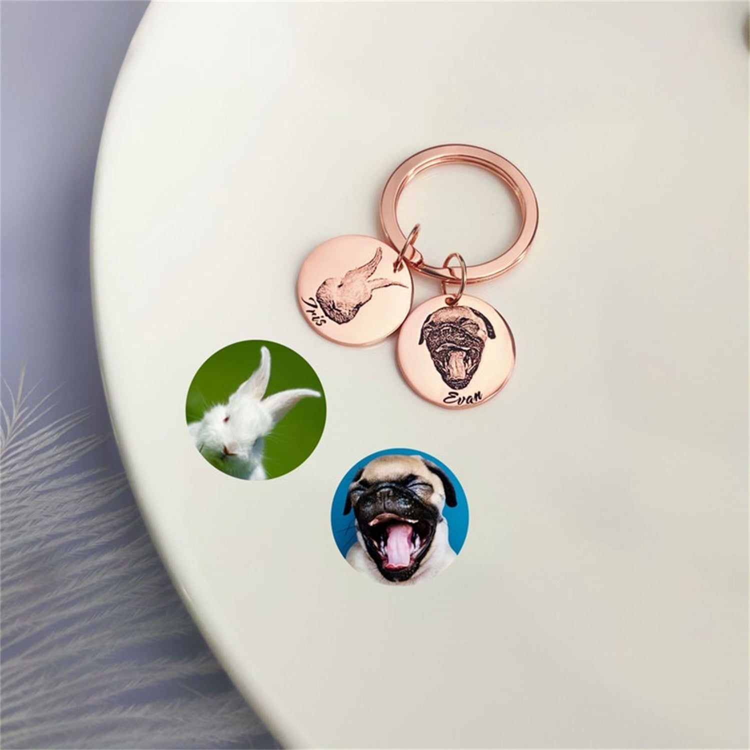 Personalized Pet Portrait Keychain (Multi-Pendant)